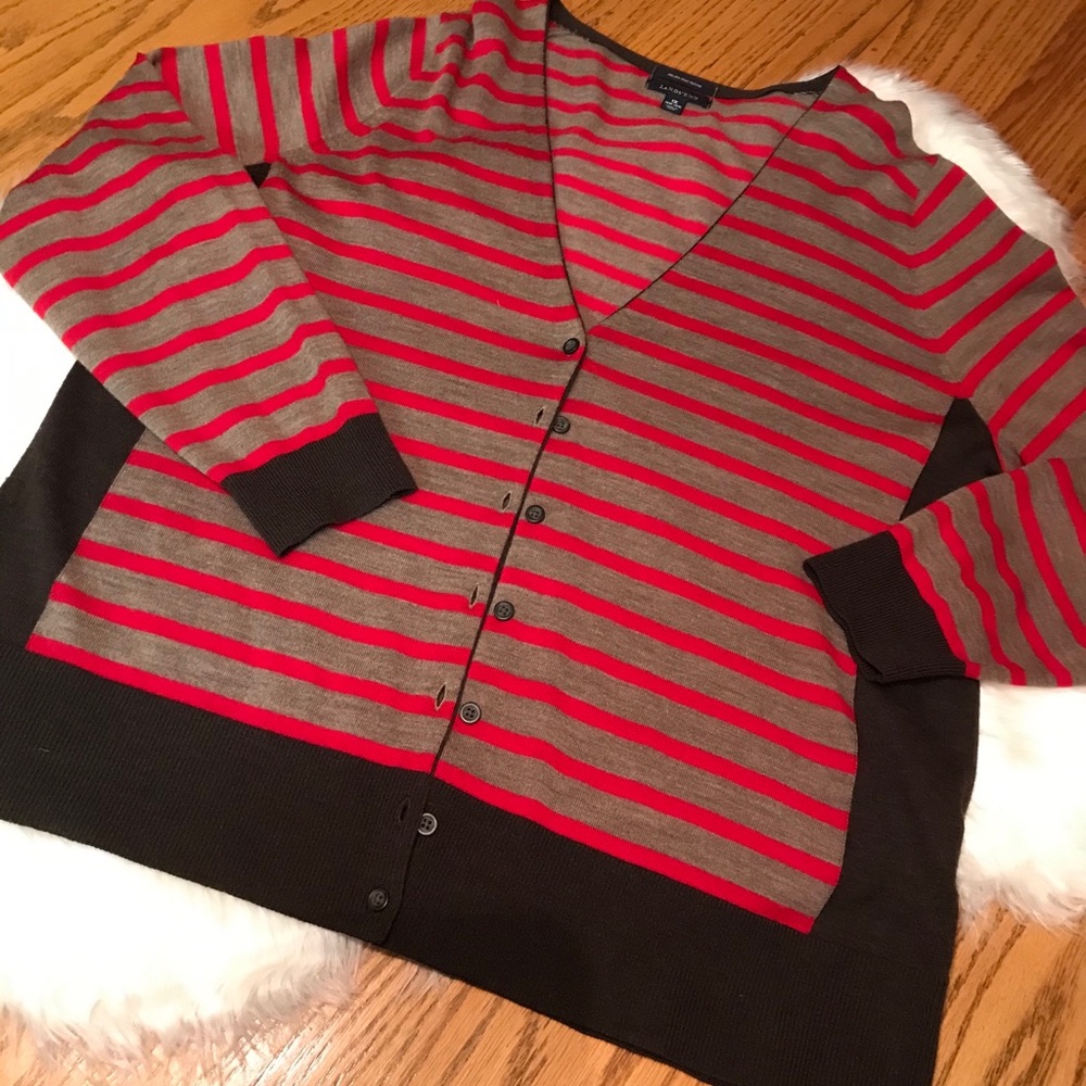 Land’s End striped Merino cardigan - size 1X